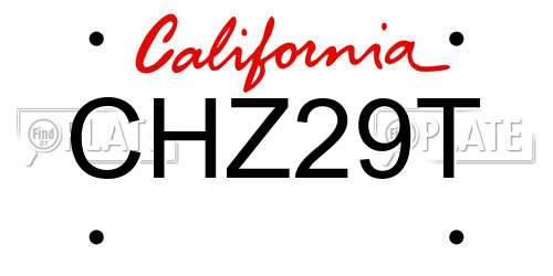 CHZ29T California License Plate