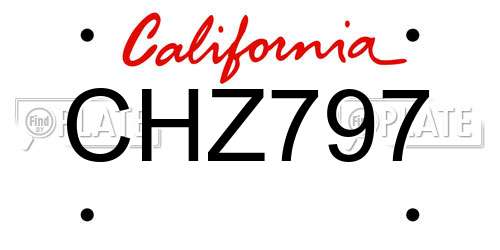 CHZ797 California License Plate