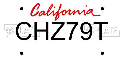 CHZ79T California License Plate