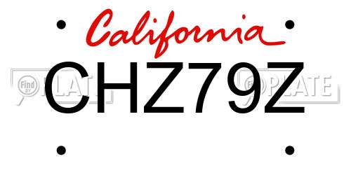 CHZ79Z California License Plate