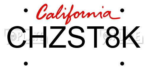 CHZST8K California License Plate