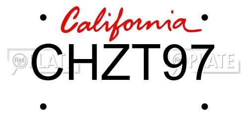 CHZT97 California License Plate