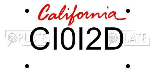 CI0I2D California License Plate