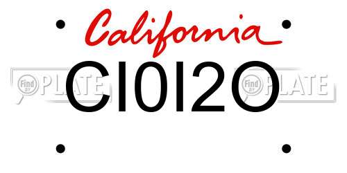 CI0I2O California License Plate