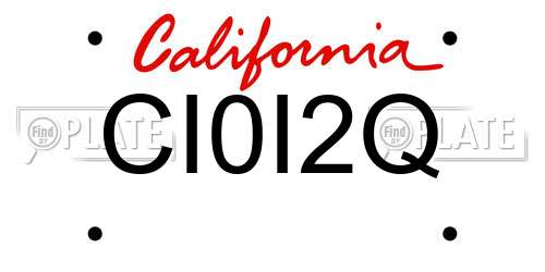 CI0I2Q California License Plate