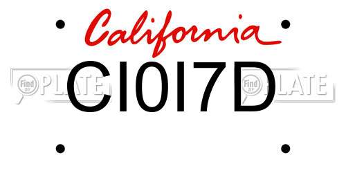 CI0I7D California License Plate