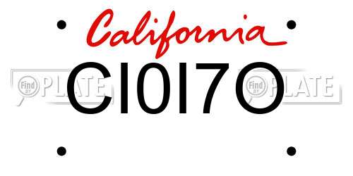 CI0I7O California License Plate
