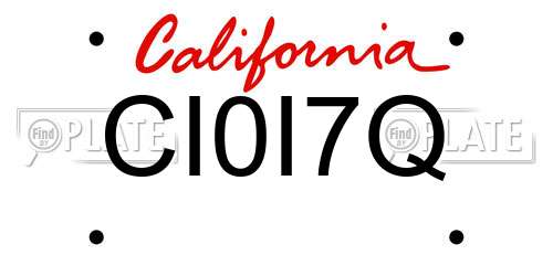 CI0I7Q California License Plate