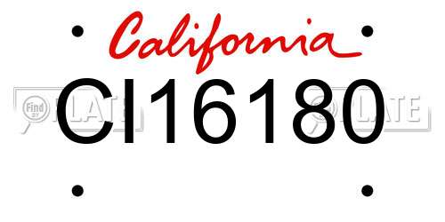 CI16180 California License Plate