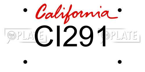 CI291 California License Plate
