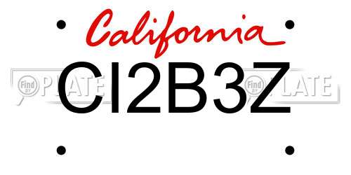 CI2B3Z California License Plate