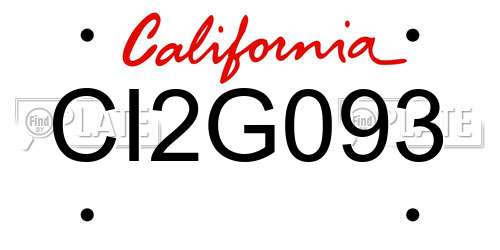 CI2G093 California License Plate