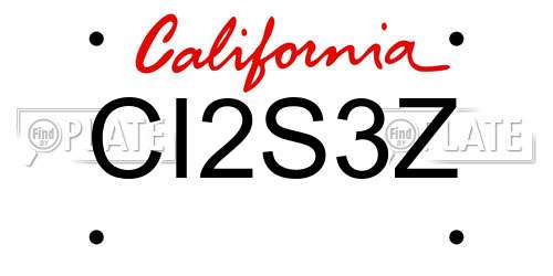 CI2S3Z California License Plate