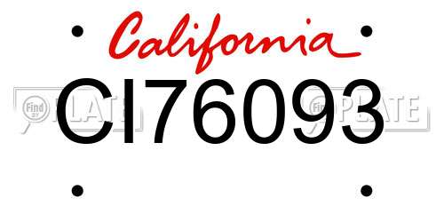 CI76093 California License Plate