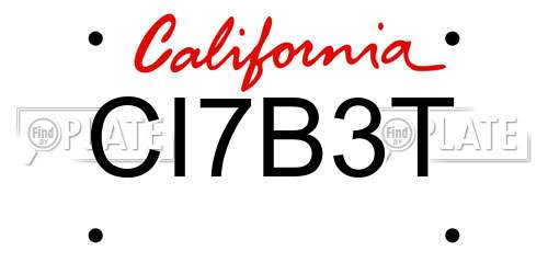 CI7B3T California License Plate