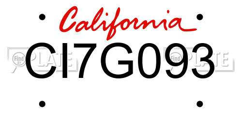 CI7G093 California License Plate