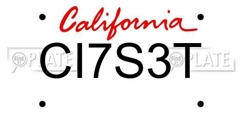 CI7S3T California License Plate