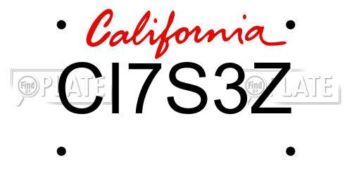 CI7S3Z California License Plate