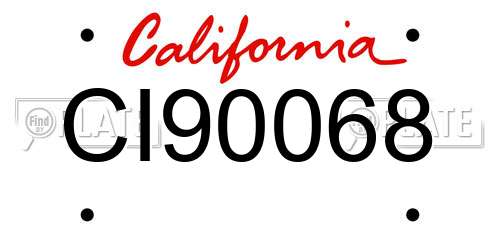 CI90068 California License Plate