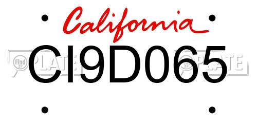 CI9D065 California License Plate