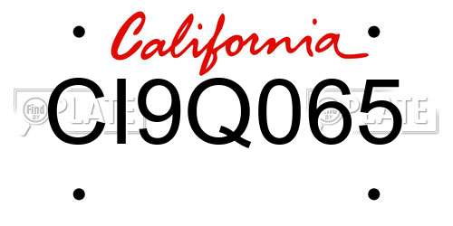 CI9Q065 California License Plate