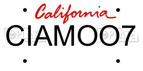 CIAMOO7 California License Plate