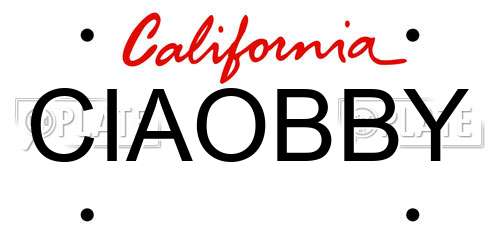 CIAOBBY California License Plate