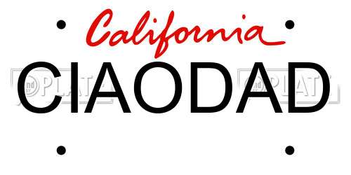 CIAODAD California License Plate