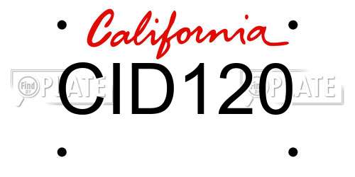 CID120 California License Plate