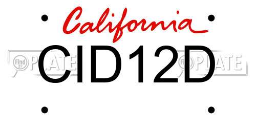 CID12D California License Plate