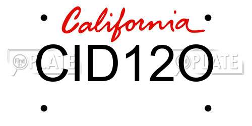 CID12O California License Plate