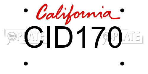 CID170 California License Plate