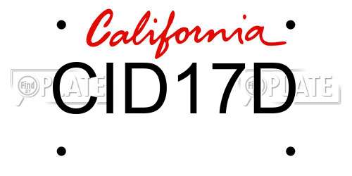 CID17D California License Plate