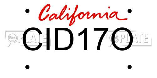 CID17O California License Plate