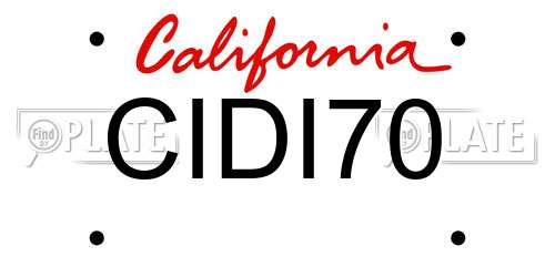 CIDI70 California License Plate
