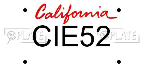 CIE52 California License Plate