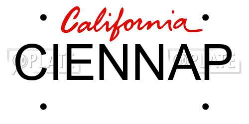 CIENNAP California License Plate