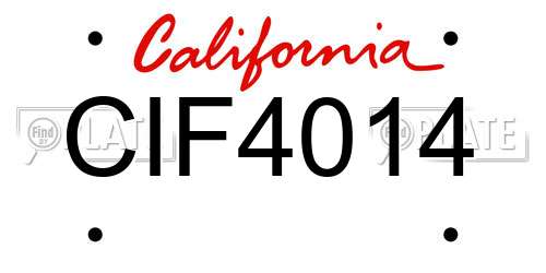 CIF4014 California License Plate