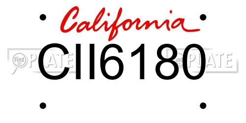 CII6180 California License Plate