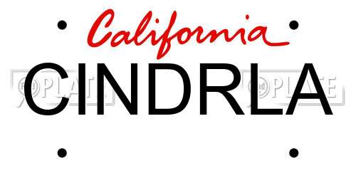 CINDRLA California License Plate