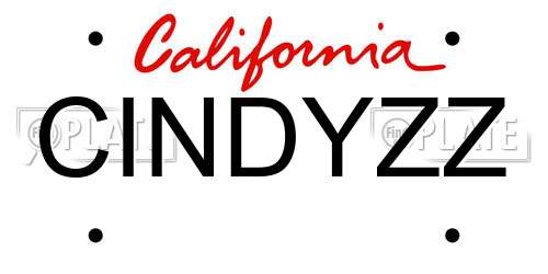 CINDYZZ California License Plate