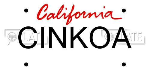 CINKOA California License Plate