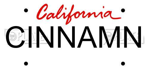 CINNAMN California License Plate