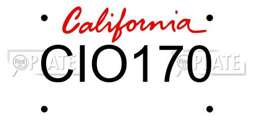 CIO170 California License Plate