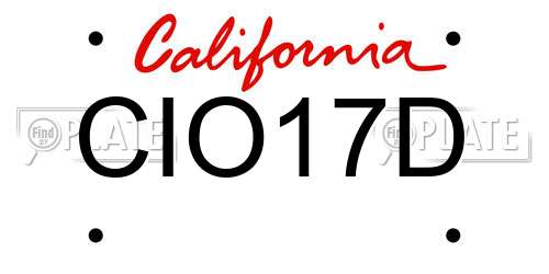 CIO17D California License Plate