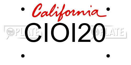 CIOI20 California License Plate
