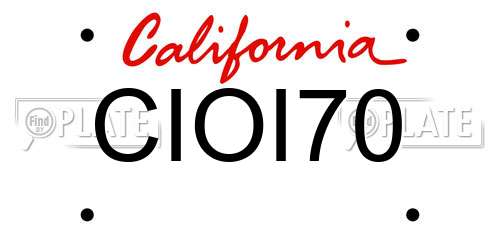 CIOI70 California License Plate