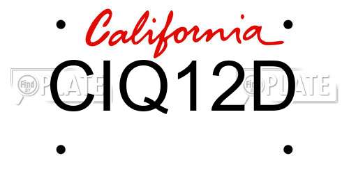 CIQ12D California License Plate