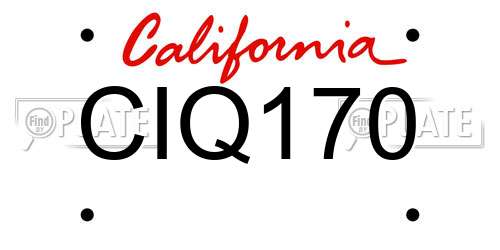 CIQ170 California License Plate