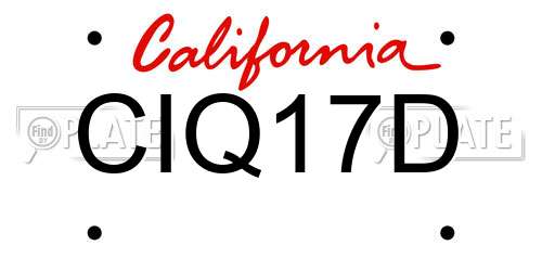 CIQ17D California License Plate